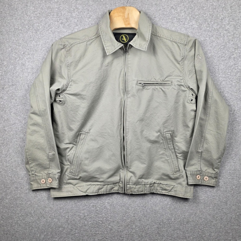 Aigle Jacket Mens XL Green Cotton Windbreaker Full Zip Logo Pockets Outdoor